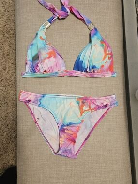 VENUS Tie-Dye Halter Bikini In Watercolor Print